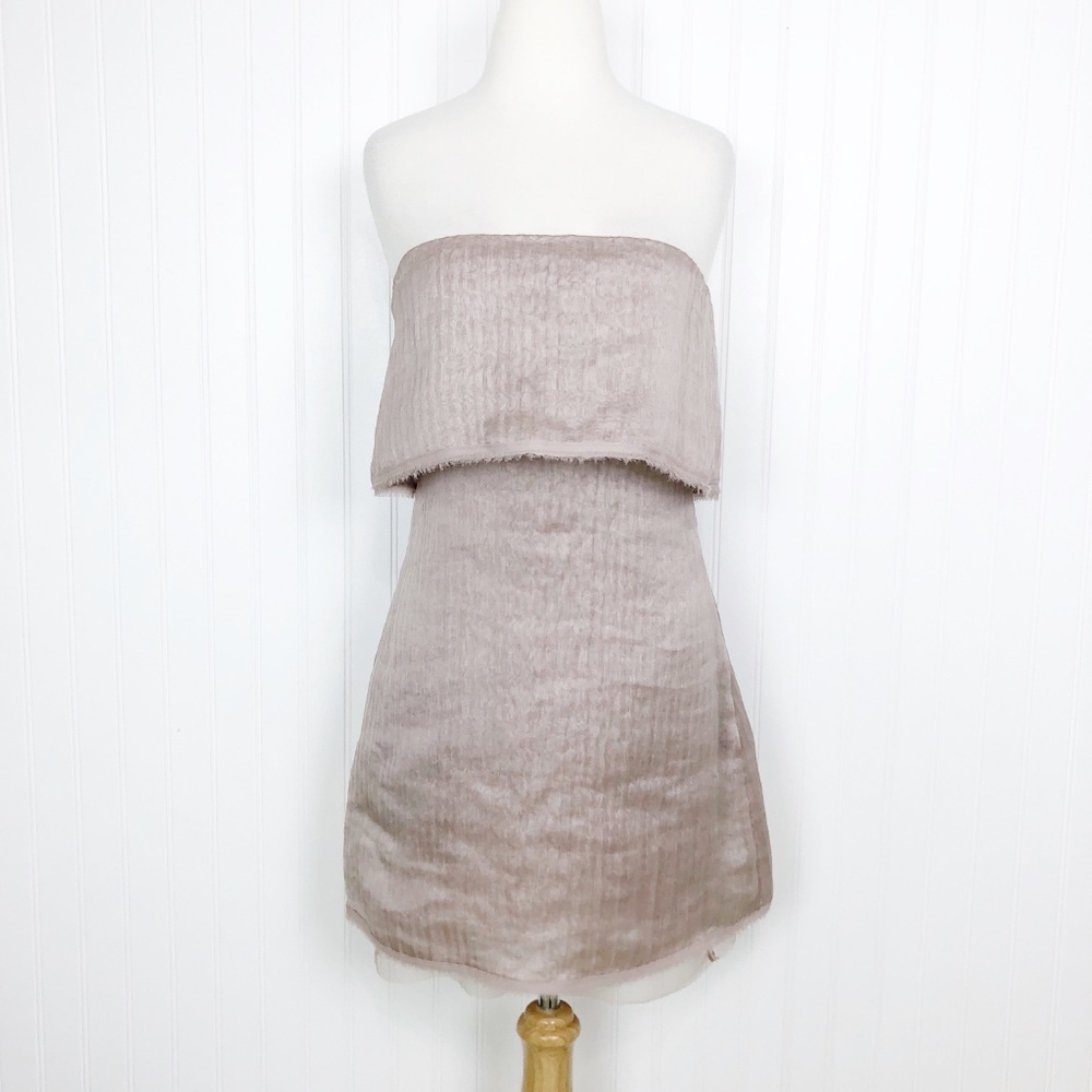 BCBGMaxAzria Linen Silk Sigrid Dress Dusty Mauve 6